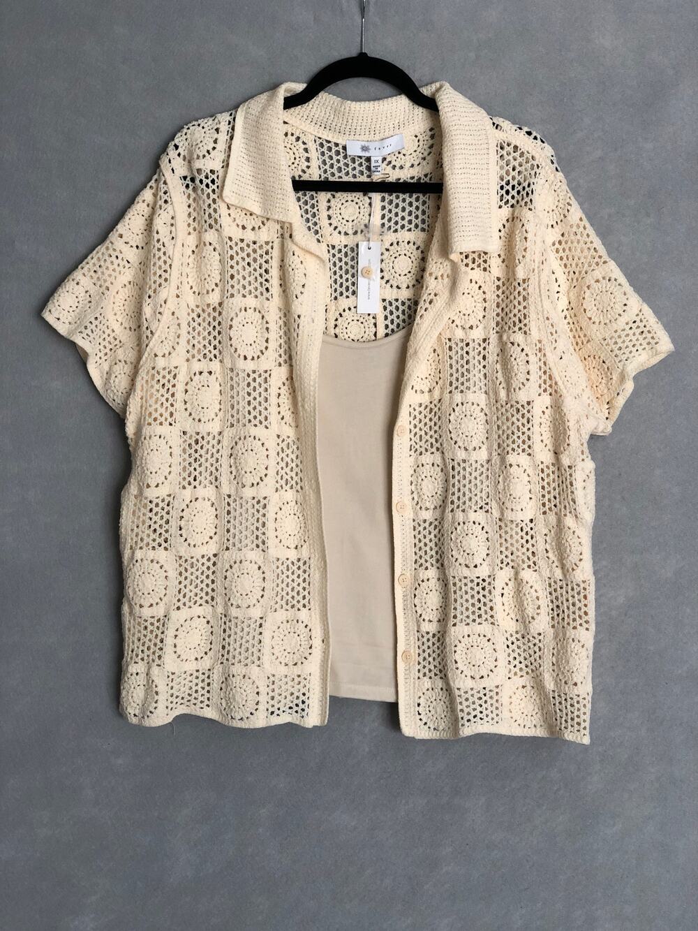 Fever Camisole & Crochet Cardigan Cream Women's 3X NEW
